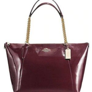 Coach AVA CHAIN ZIP TOP PATENT LEATHER TOTE